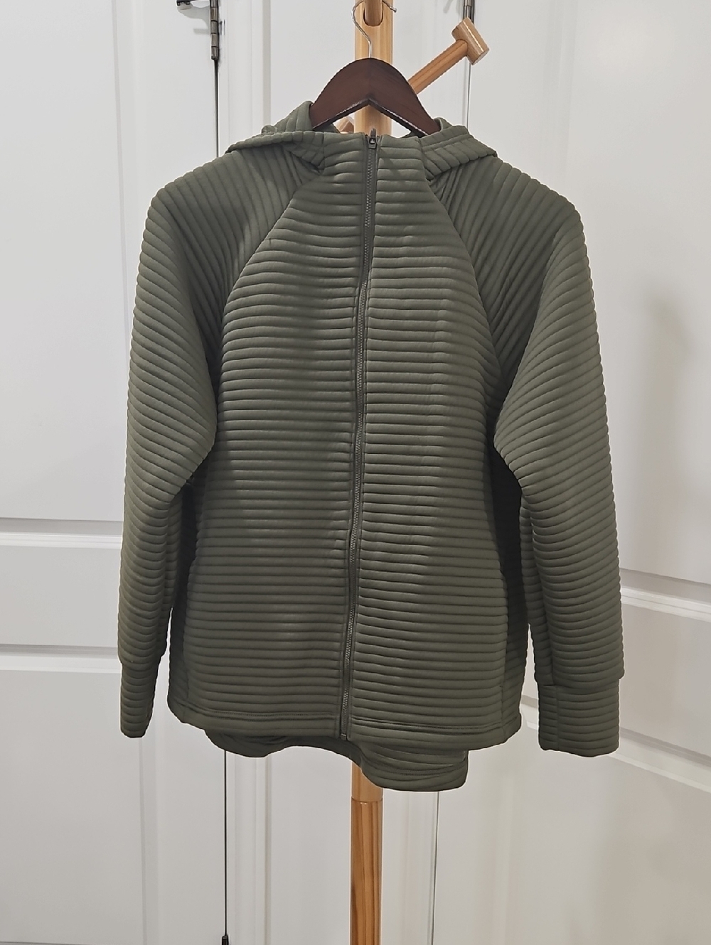 New Balance Olive Green Quilted Hooded Puffer Jacket